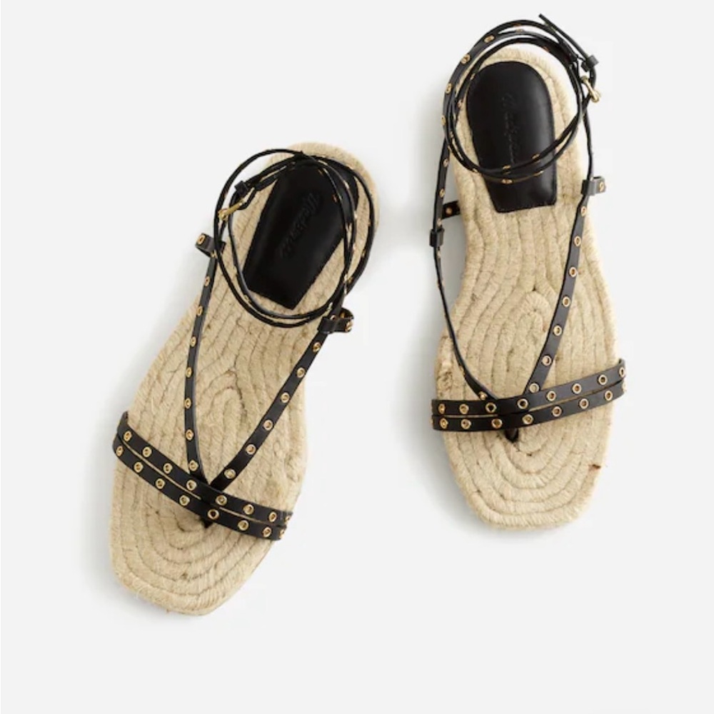 MADEWELL The Mira Espadrille Thong Sandal True Black Size 10 - Picture 1 of 14